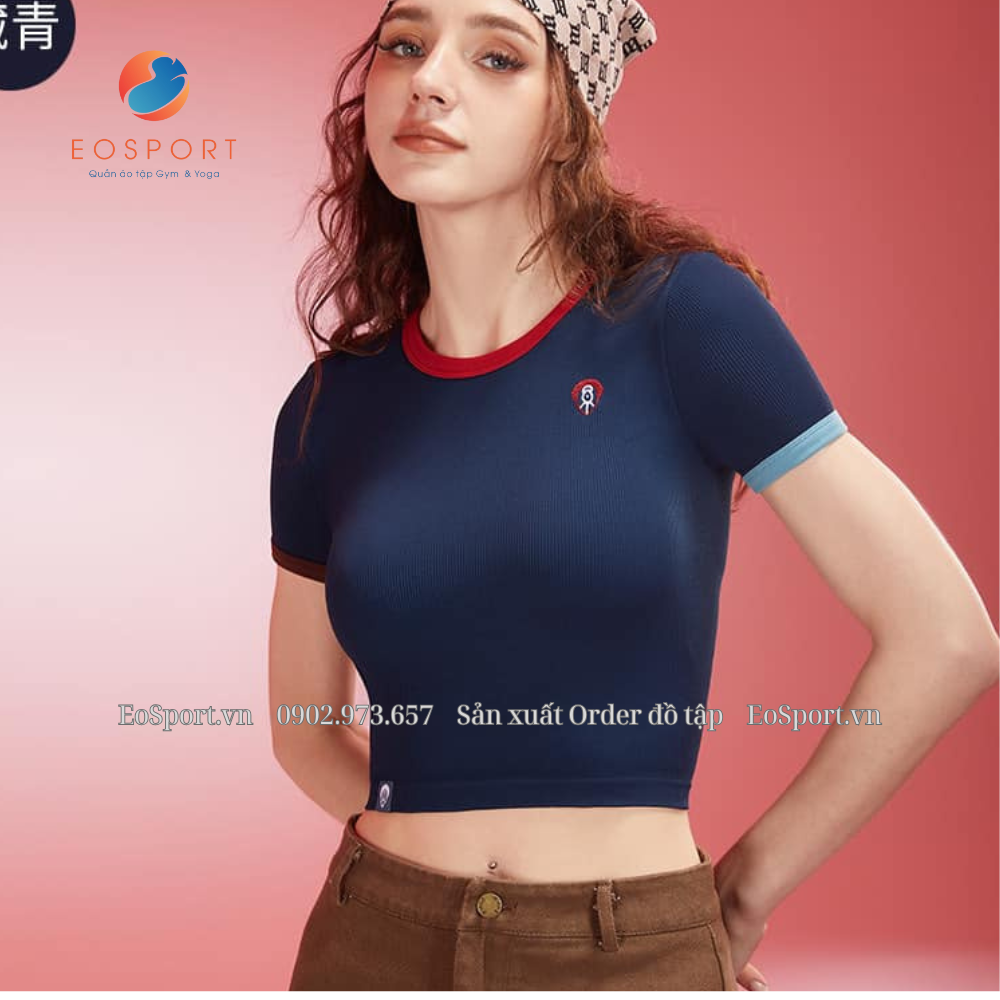 Áo croptop cổ tròn viền siêu đẹp - EOSPORT
