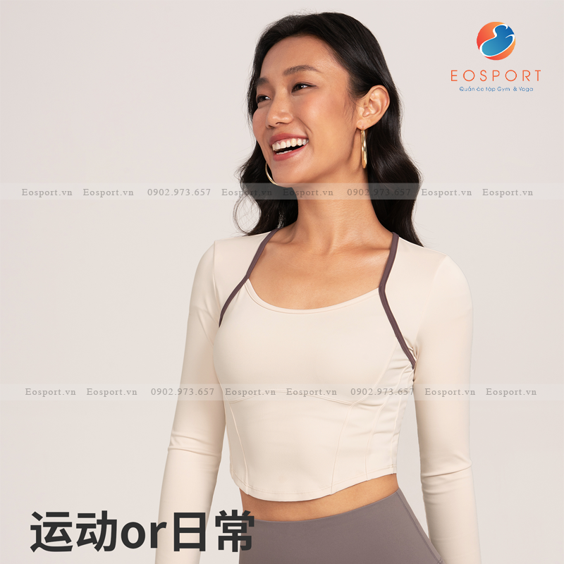 Áo Tập Gym Yoga Tay Dài Cao Cấp thun Poly