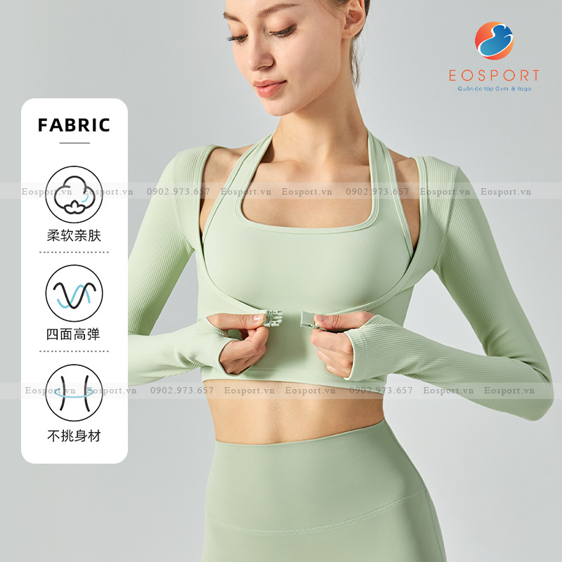 Áo Tập Gym Yoga Tay Dài Có Dây Treo Cổ