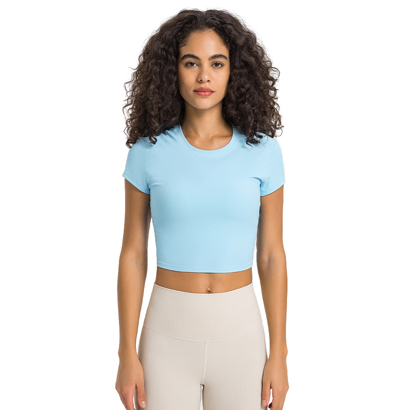 Áo Ngắn Tay Tập Gym Yoga Cổ Tròn