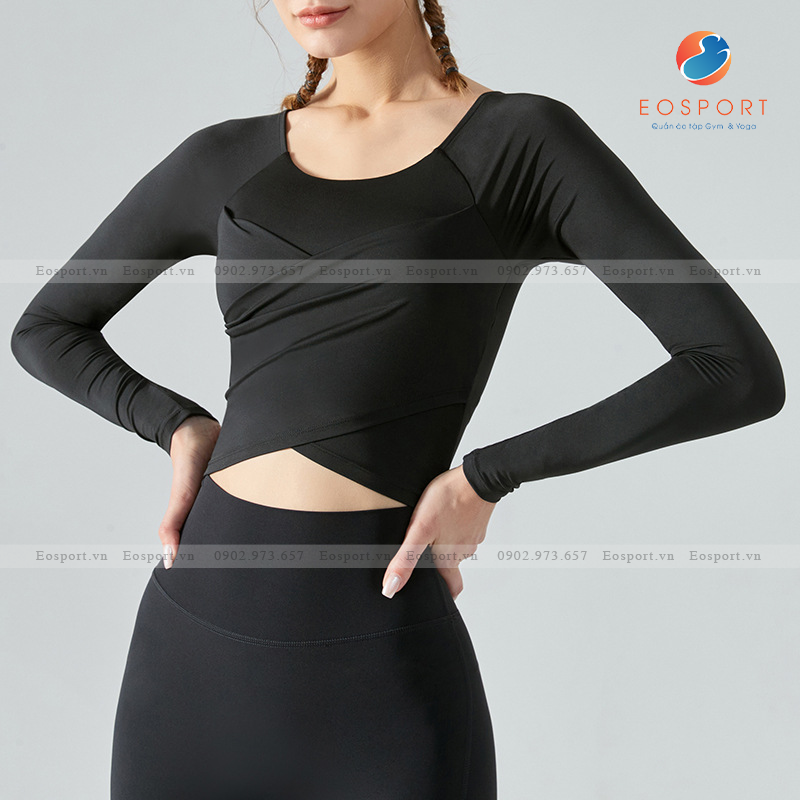 Áo Tập Yoga Dài Tay Chéo Áo