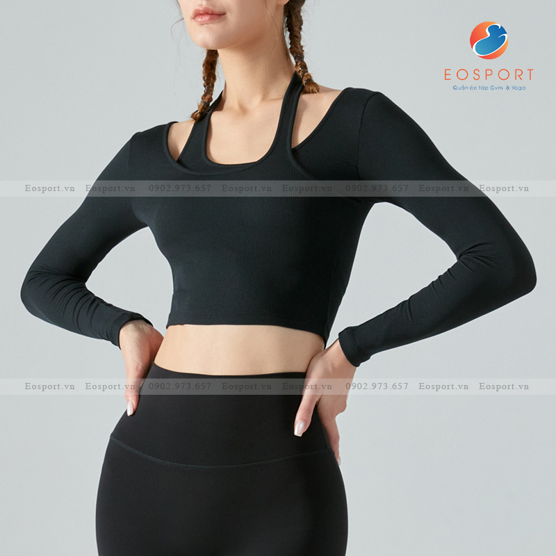 Áo Tập Gym Dài tay Hai Dây Có Đệm Ngực