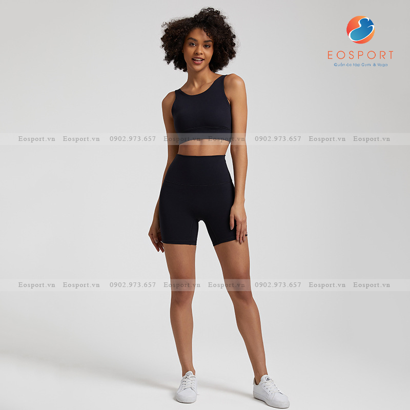 Bộ Tập Yoga Quần Ngắn Cổ Tròn