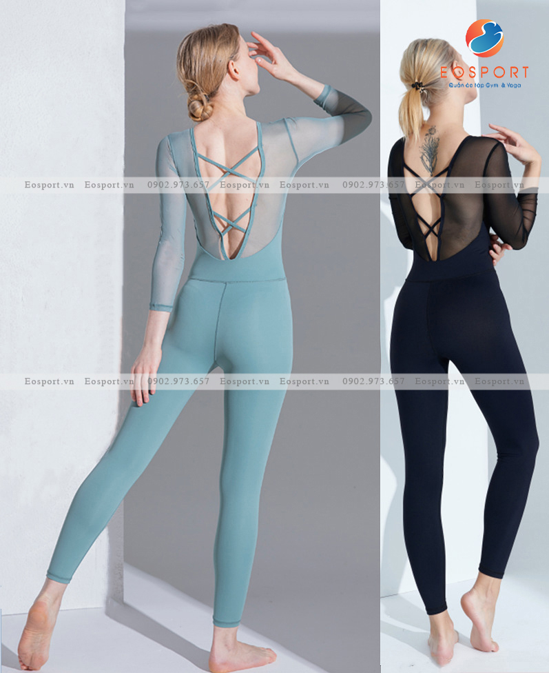 Jumpsuit Cao Cấp Phối Lưới Dài Tày Yoga