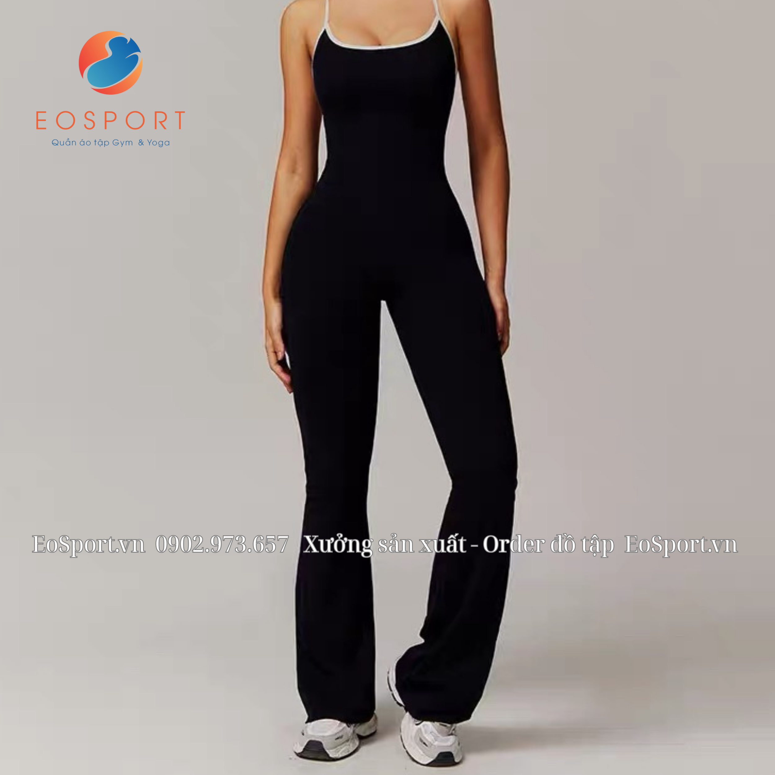 Jumpsuit gym yoga chéo lưng – quần ống loe kiểu dáng âu mỹ | EOSPORT