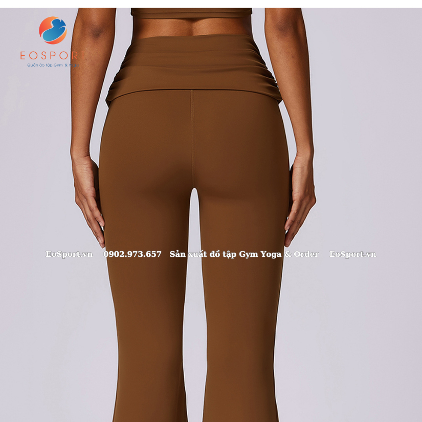 Quần Loe Yoga Dáng Dài Cạp Cao Tôn Mông