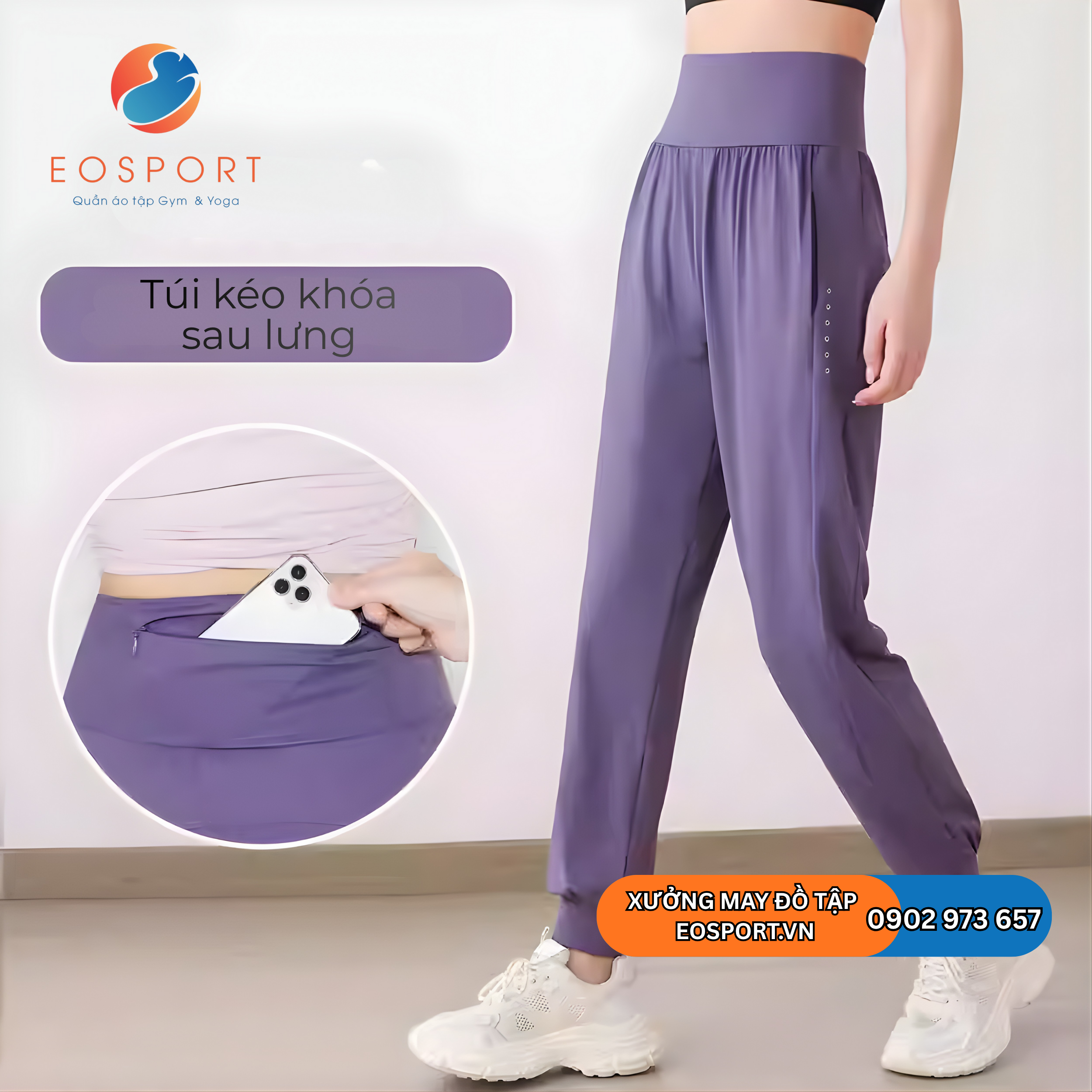 Quần Jogger Thể Thao Nữ Cạp Cao Co Giãn 4 Chiều Tôn Dáng EO SPORT