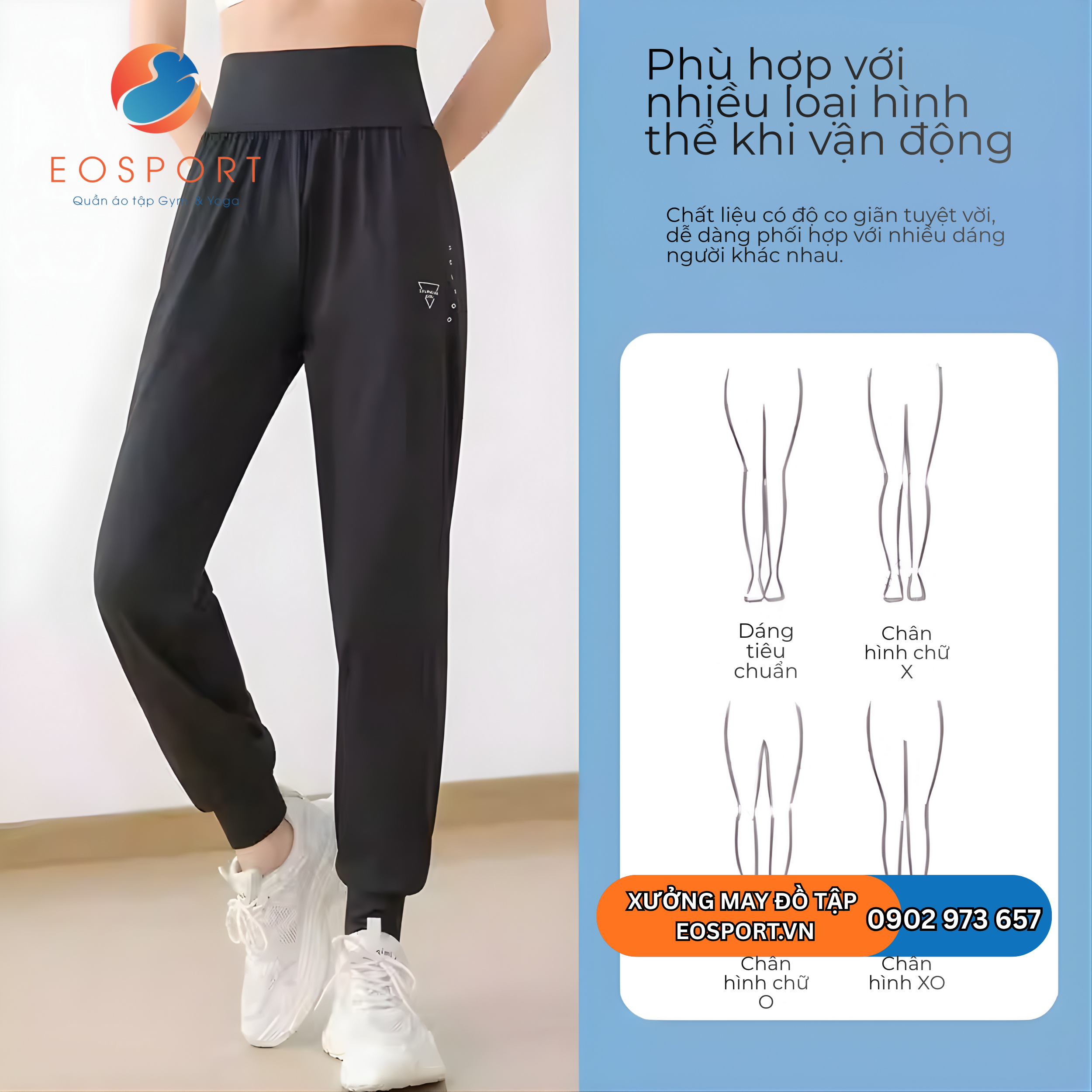Quần Jogger Thể Thao Nữ Cạp Cao Co Giãn 4 Chiều Tôn Dáng EO SPORT