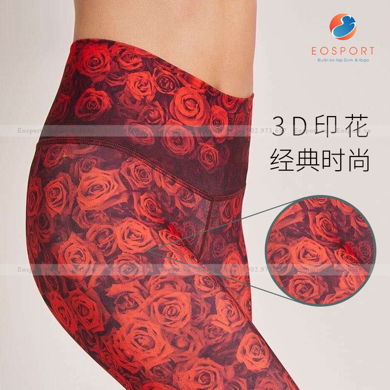 Quần Yoga Gym Nữ Hoa Hồng Đỏ