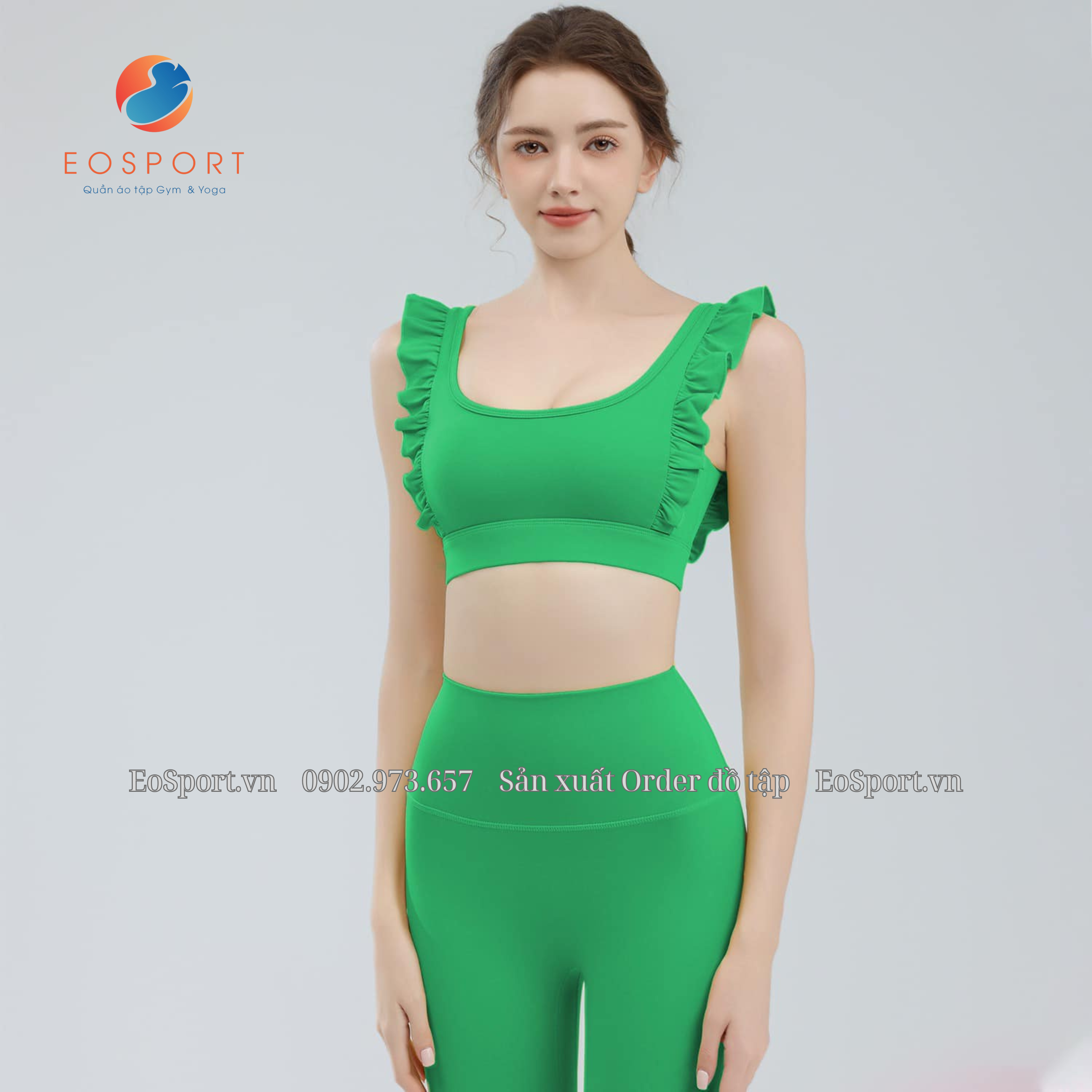 Set legging yoga phối bèo đẹp - EOSPORT