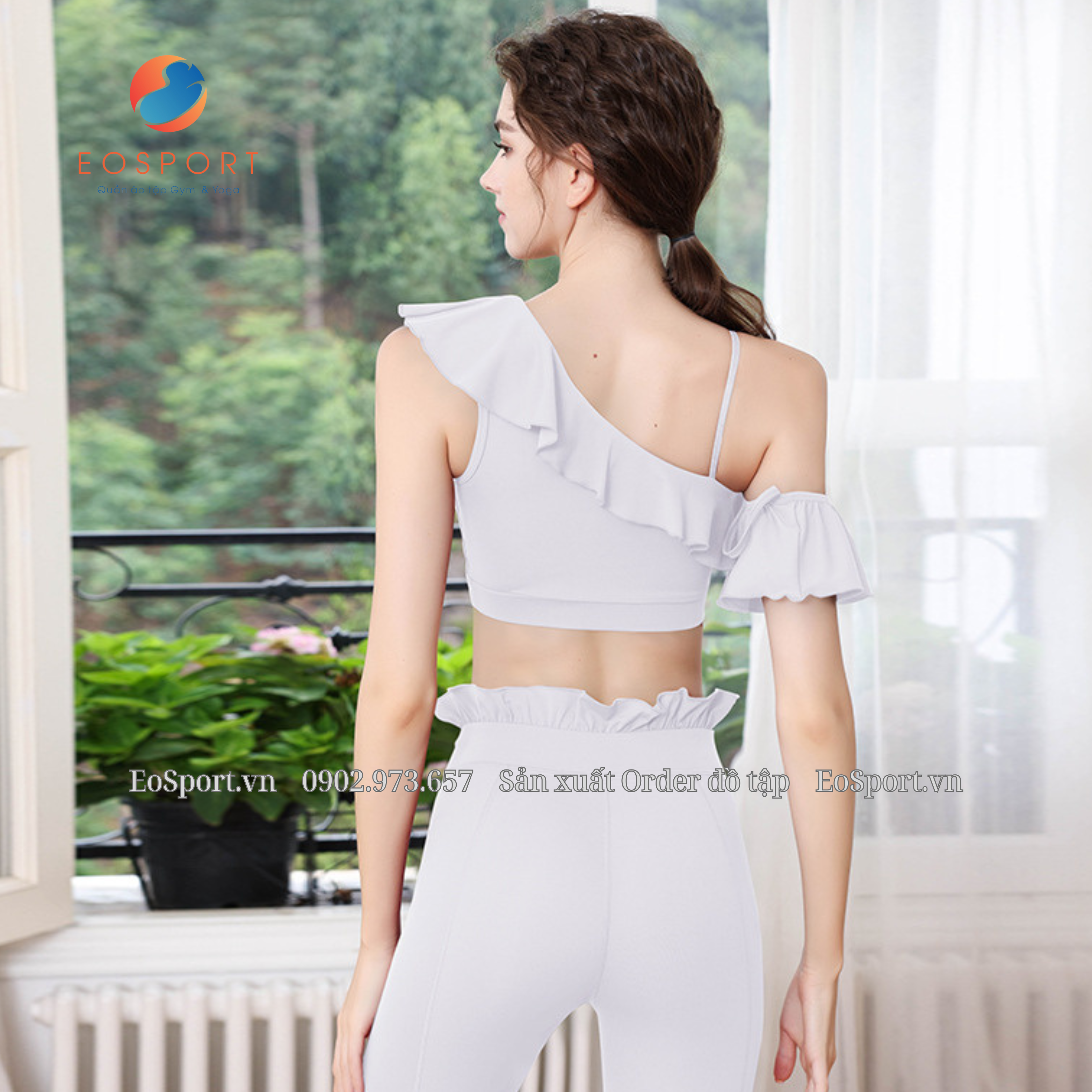 Set legging Yoga thiết kế nhún bèo - EOSPORT