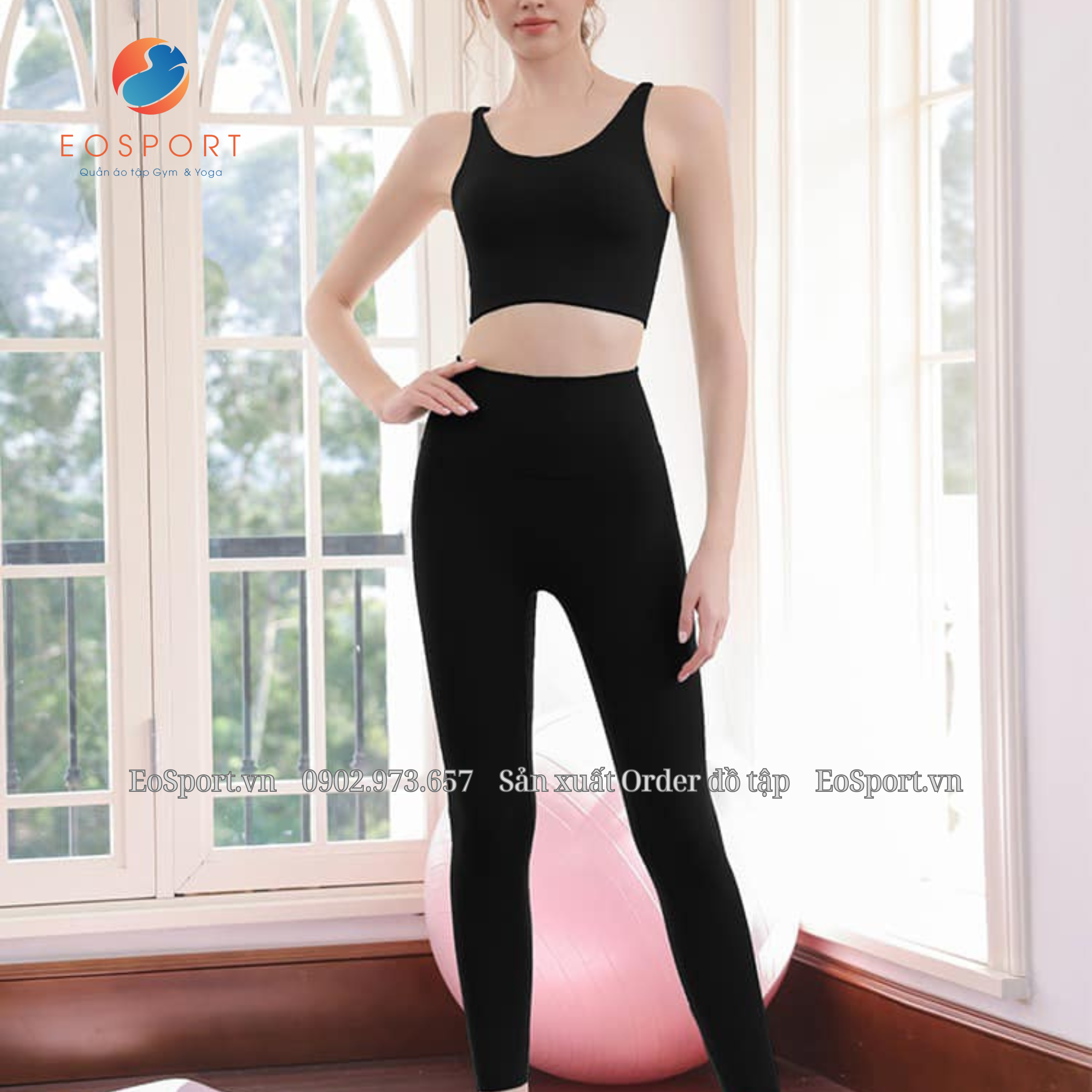 Set yoga thiết kế đan dây lưng đẹp EOSPORT