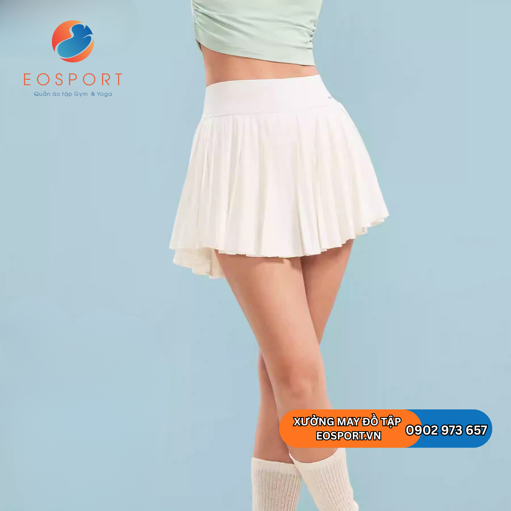 Chân váy tennis xếp ly trắng